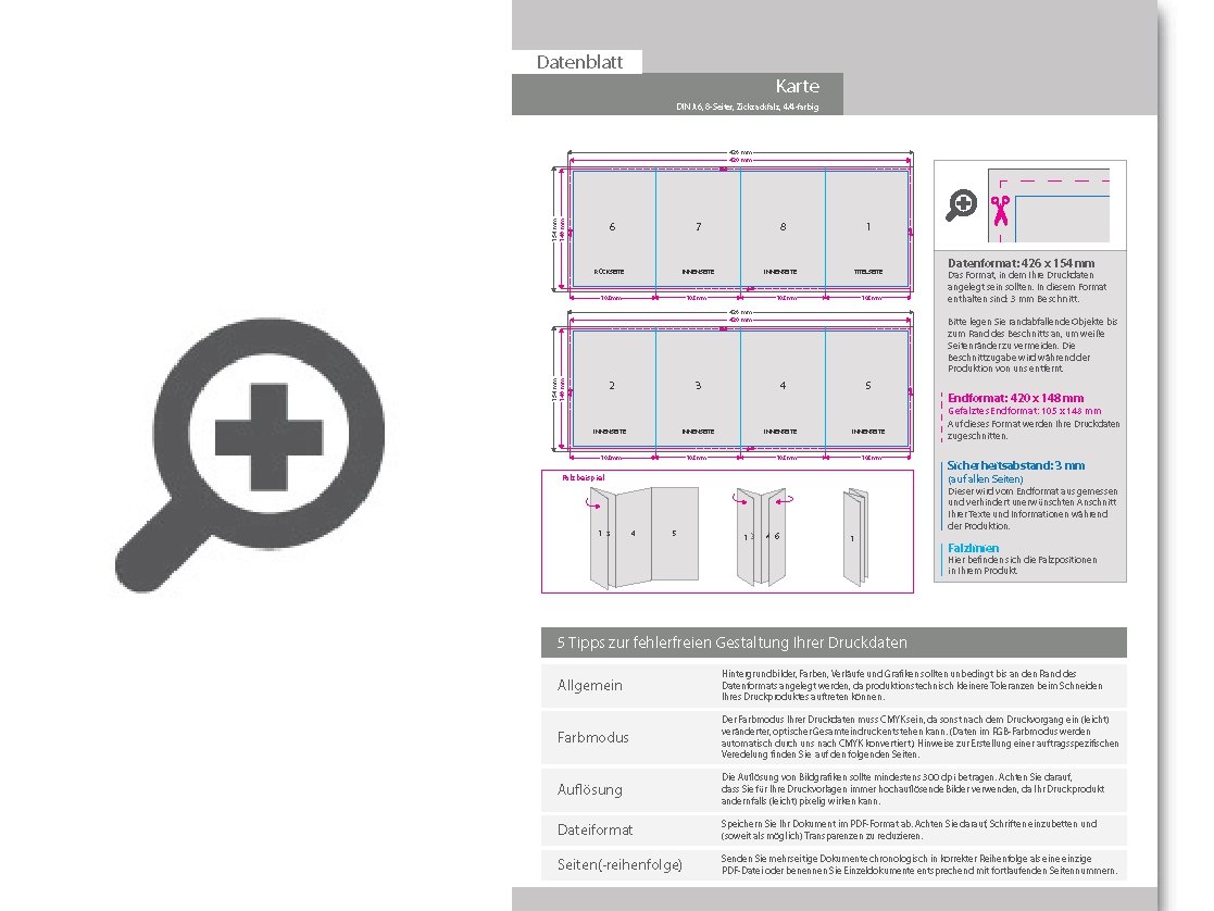 Product Bild einladungskarte__gefalzt_auf_din_a6__vertikaler_zickzackfalz__8-seitig