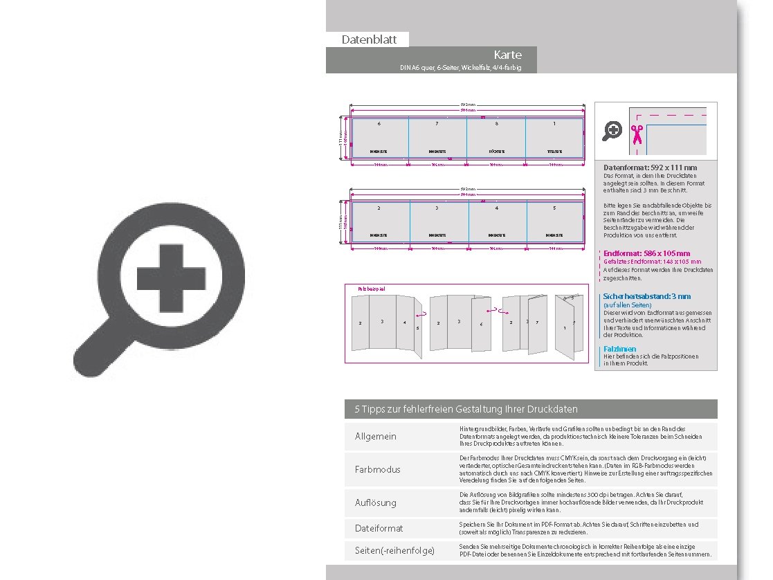 Product Bild einladungskarte__gefalzt_auf_din_a6_quer__vertikaler_wickelfalz__8-seitig